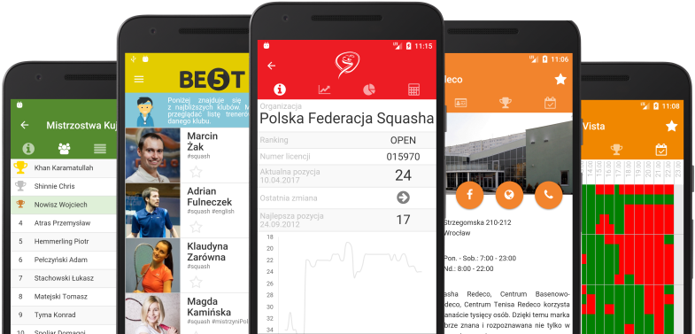 aplikacja mobilna squash badminton tenis